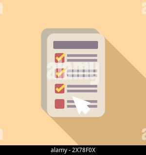 Flat design vector of a todo list on a computer interface with a mouse cursor Stock Vector