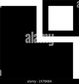 A minimalist black and white geometric design featuring two overlapping squares. Duplicate layer Stock Vector