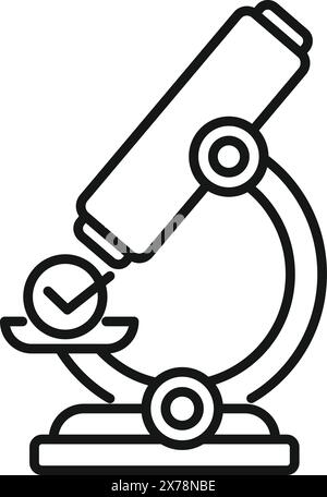 Simplistic line art icon of a microscope suitable for educational and scientific purposes Stock Vector