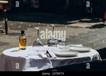 Table in a restaurant in Nice ready for lunch Stock Photo