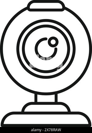 Simple black and white line art icon depicting a modern webcam, ideal for tech graphics Stock Vector