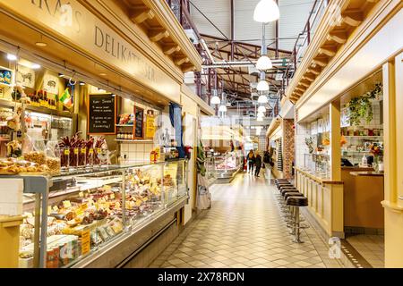 Interior of the Stora Saluhallen market hall, Gothenburg, Sweden Stock Photo