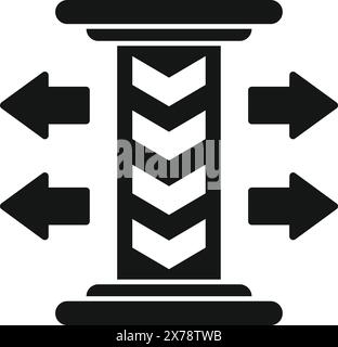 Simplified vector illustration of a compression symbol surrounded by arrows on white background Stock Vector