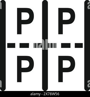 Abstract design featuring black 'p' letters creating a visual illusion on a white background Stock Vector