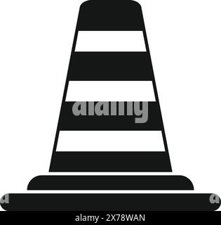 Simple vector illustration of a traffic cone in black and white, suitable for icons or signage Stock Vector
