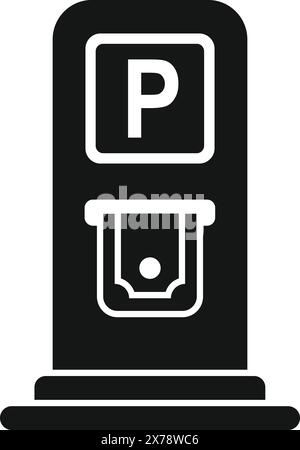Monochrome Car in Parking Space with Sensor Icon Stock Vector Image ...