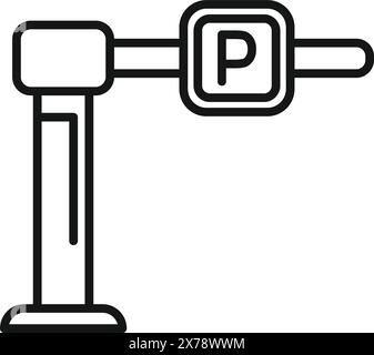 Vector illustration of black and white parking barrier icon in flat design. Symbolizing access control and security in car park entry and exit. With minimalist line art and isolated graphic silhouette Stock Vector