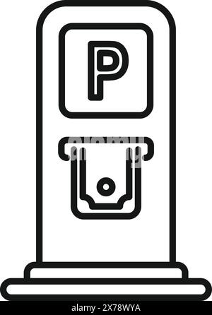 Black and white vector illustration of a parking meter icon in a line art style Stock Vector
