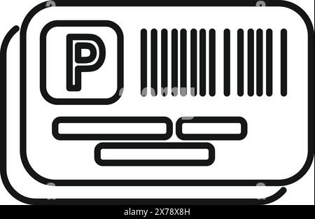 Black and white line art vector of a parking permit card Stock Vector