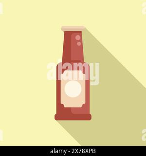 Simple vector illustration of a beer bottle in a modern flat design style on a pastel background Stock Vector