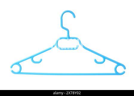 Blue plastic hanger isolated over the white background. Stock Photo