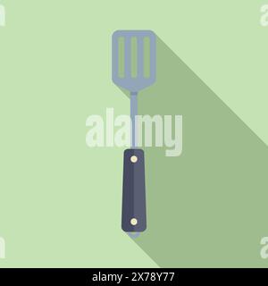 Modern flat design vector illustration of a kitchen spatula with shadow, on a dualtone pastel background Stock Vector