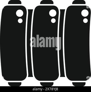 Vector illustration of aligned spray paint cans in silhouette style Stock Vector