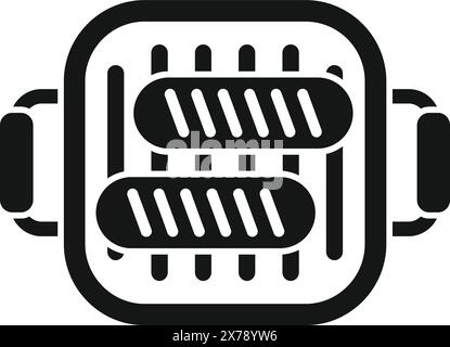 Graphic icon representing a smartwatch with a stylized interface, in black and white Stock Vector