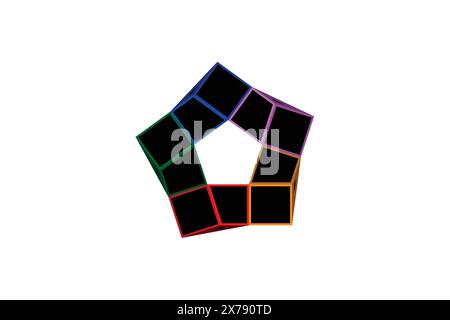 Colorful cube in pentagonal shape isolated on white background. Vector illustration Eps 10. Stock Vector