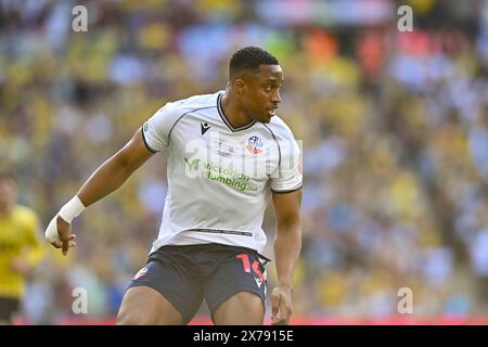 Victor Adeboyejo (14 Bolton Wanderers) during the Sky Bet League 1 Play Off Final match between Bolton Wanderers and Oxford United at Wembley Stadium, London on Saturday 18th May 2024. (Photo: Kevin Hodgson | MI News) Credit: MI News & Sport /Alamy Live News Stock Photo