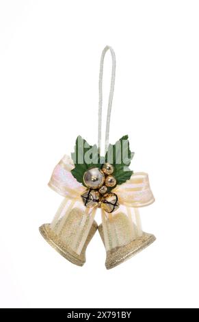 Bells toy with Christmas decoration isolated on white background Stock Photo
