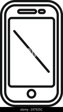 Vector line illustration of a modern smartphone, perfect for icons and digital use Stock Vector