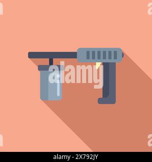 Clean and simple flat design icon depicting a hand drill over a pastel background Stock Vector