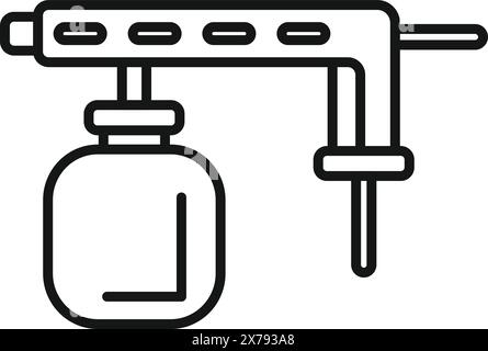 Simple black and white line drawing of a manual spray bottle, suitable for various designs Stock Vector