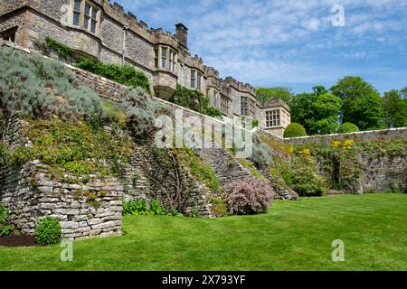 Butresses in the Elizabethan Walled Gardens at Haddon Hall,  Bakewell, Derbyshire, England, UK Stock Photo