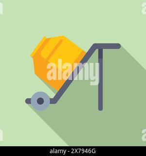 Flat design vector graphic of a yellow wheelbarrow, perfect for gardening and construction themes Stock Vector