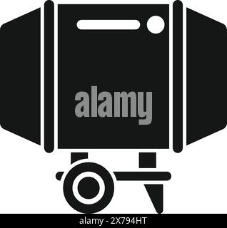 Vintage studio camera icon for photography and illustration in large format graphic design, featuring a black and white retro silhouette Stock Vector