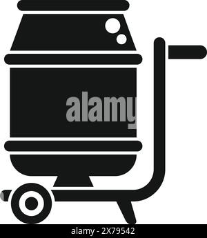 Vector illustration of a simplified, solid black cement mixer icon suitable for icons and signage Stock Vector