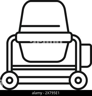 Vector illustration of a simple linedrawn lawnmower, ideal for icons or instructional graphics Stock Vector