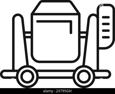 Minimalistic concrete mixer icon illustration for construction industry with editable stroke and simple flat design in black and white vector. Suitable for web, printable, and mobile use Stock Vector