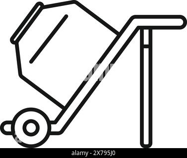 Vector line drawing of a wheelbarrow, a typical tool for construction and gardening Stock Vector