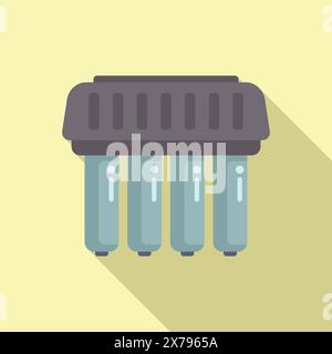 Flat vector illustration of a cartoonstyle garbage bin with four sections on a yellow background Stock Vector