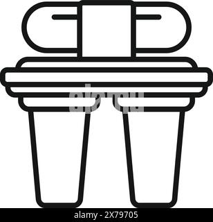 Vector illustration of two trash bins in a simple line art style, perfect for icons and signage Stock Vector