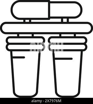 Simple and elegant minimalist test tube graphic vector illustration for scientific laboratory equipment and research experiments in black and white Stock Vector