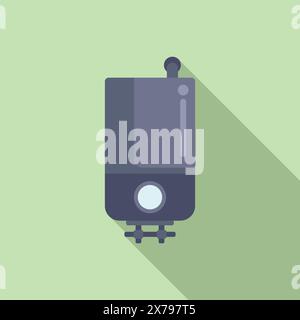 Illustration of a modern domestic boiler in a flat design style with shadow on a green background Stock Vector