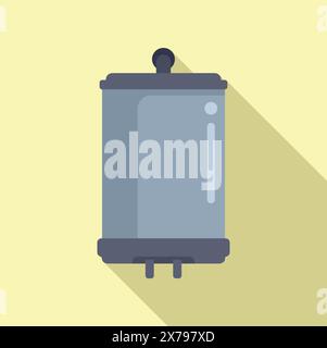 Minimalist illustration of a trash can in flat design style, with a shadow on a light background Stock Vector