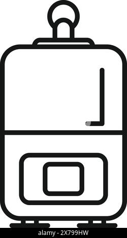 Black line vector icon representing a hand sanitizer dispenser, suitable for hygienerelated designs Stock Vector