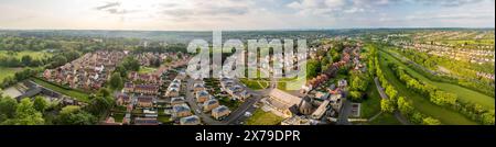 Aerial drone view of the Cane Hill area in Coulsdon, UK, with new houses and parklands. Stock Photo