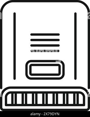 Black outline vector illustration of a classic floppy disk, symbolizing data storage Stock Vector