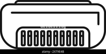 Black and white line drawing of a usb port symbol for tech and connectivity concepts Stock Vector