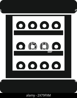 Simplified vector illustration of an abacus icon in black and white Stock Vector