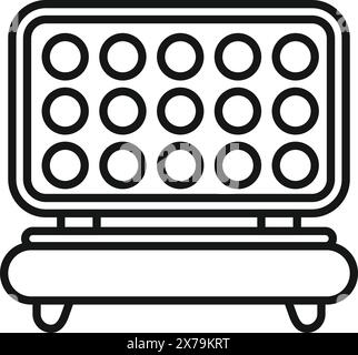 Simplified black and white line art icon depicting an oldfashioned radio with round speakers Stock Vector