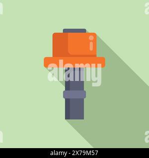 Modern flat design icon featuring a stylized orange sledgehammer with shadow on a green background Stock Vector