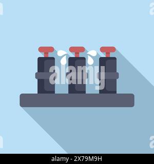 Minimalist vector illustration featuring three water taps with droplets, showcasing water usage or conservation Stock Vector