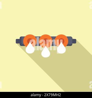Minimalistic illustration of a traffic light with red signals, casting a shadow, in flat design style Stock Vector