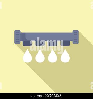 Simplistic vector illustration of a leaky water pipe, casting a long shadow on a yellow background Stock Vector