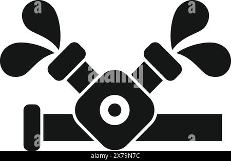 Vector illustration of a plumbing icon featuring two crossed wrenches over a pipe on a white background Stock Vector