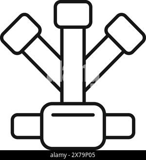 Simplified black and white vector art of a network hub icon, ideal for tech graphics Stock Vector