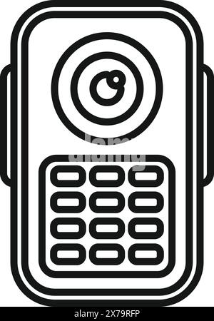 Black and white vector image of a digital keypad door lock, ideal for security concepts Stock Vector