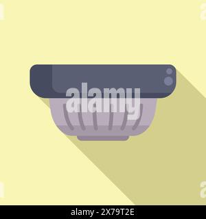 Vector illustration of a simple grey colander icon with long shadow on a yellow background Stock Vector